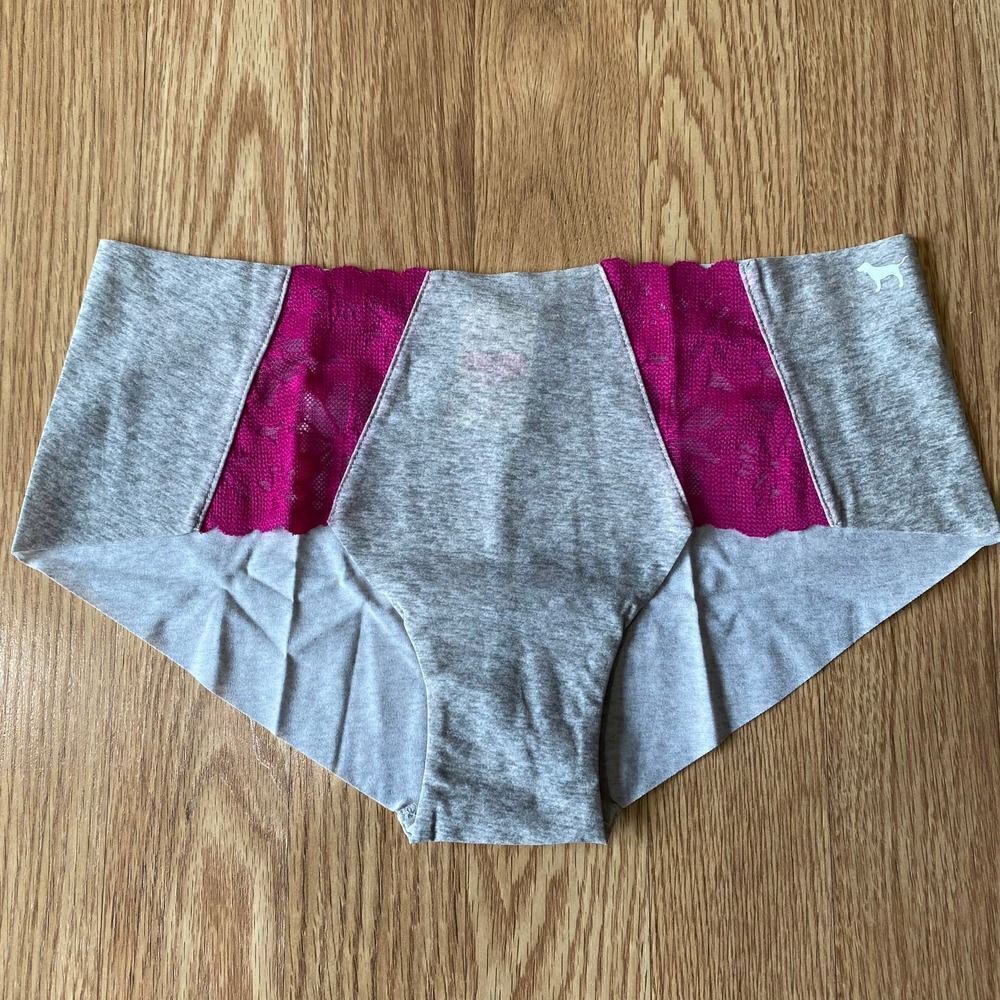 Victoria's Secret PINK Lace Panel Hipster Gray and Pink Medium